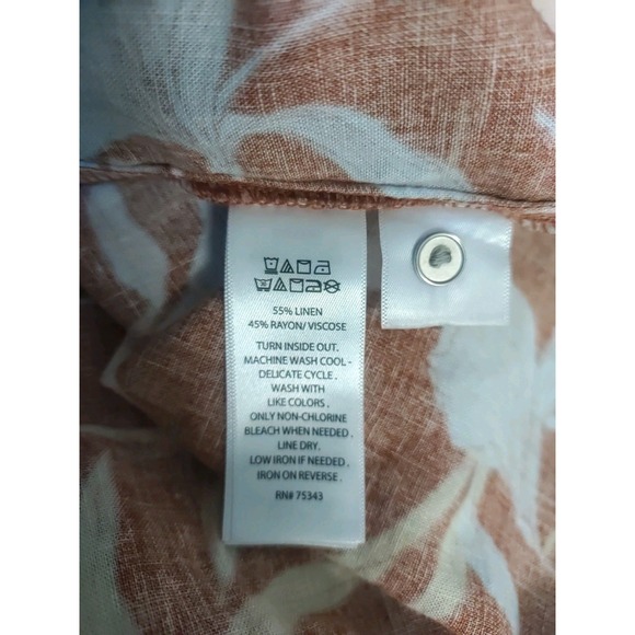 Cynthia Rowley Linen Blend Hawaiian Floral Print Button Up Sleeveless Top Size L - Picture 6 of 6